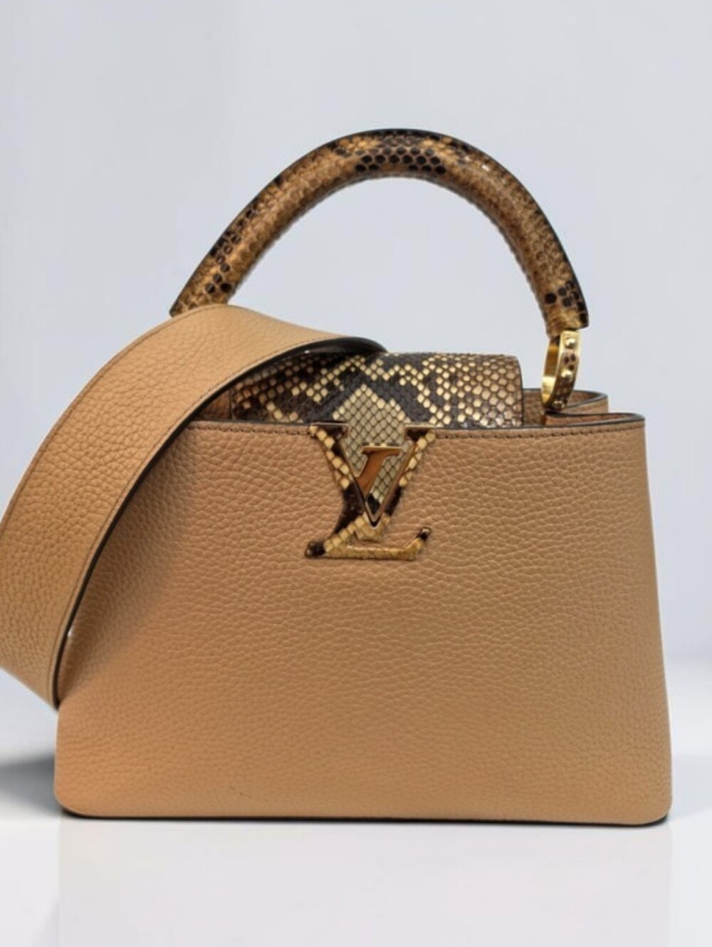 Louis Vuitton Taurillon Snakeskin Capucines BB Arizona Brown Crossbody Bag